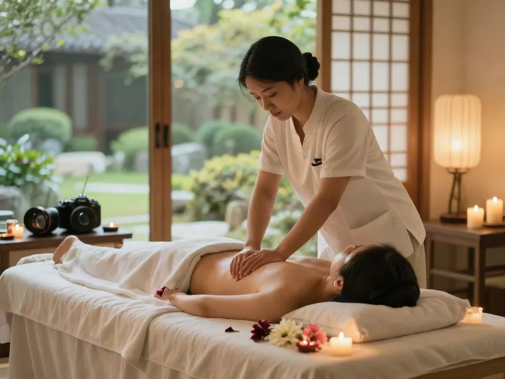 Relaxing home massage experience showcasing 동탄출장안마 with soothing ambiance and skilled therapist.